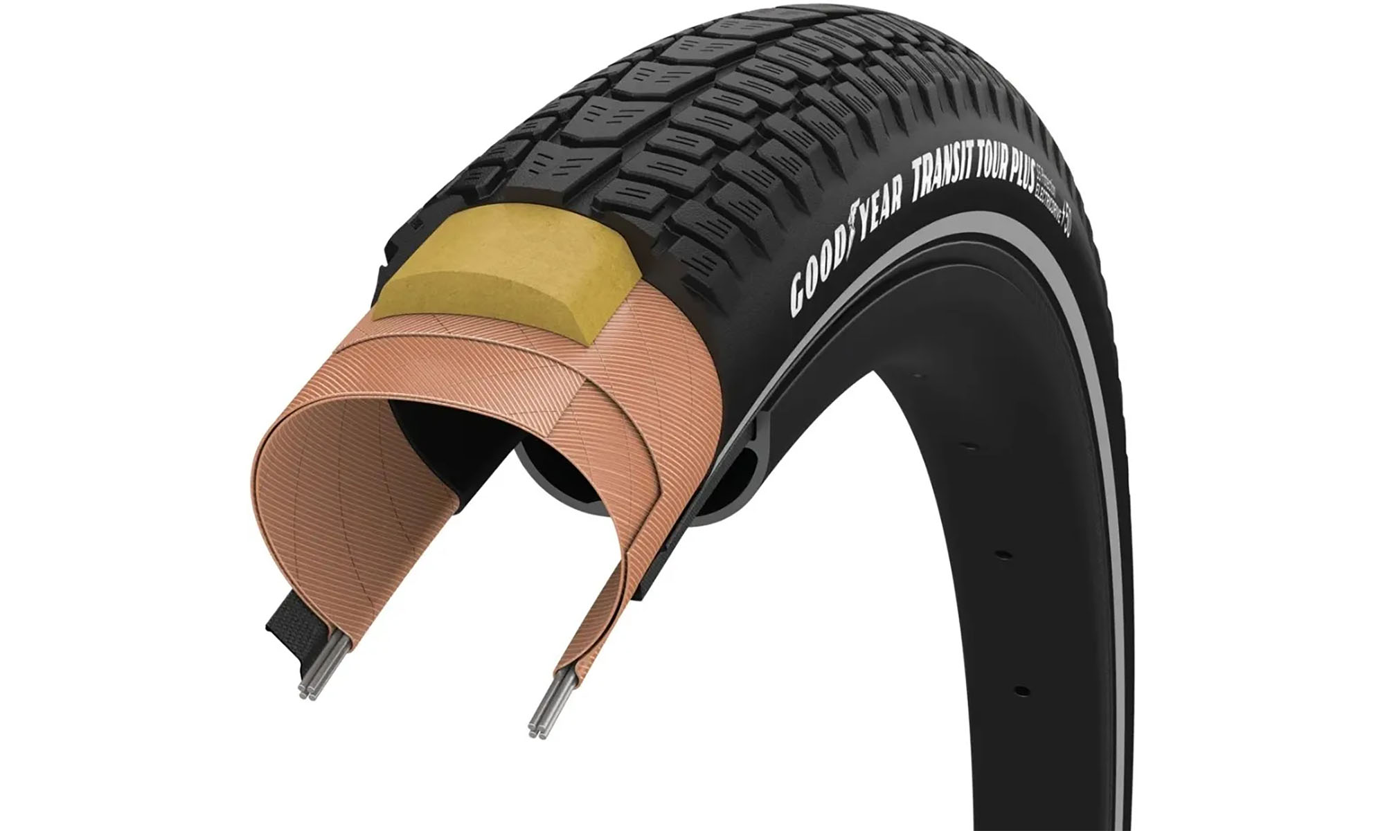 Покрышка GoodYear Transit Tour Plus S5: 700x50 (50-622), Protection, Wire, Black + reflective strips, 60tpi 