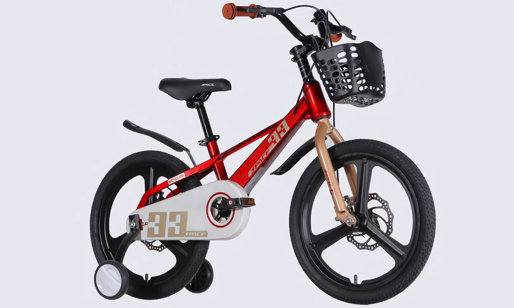 Велосипед SPACE KID ORION DD 18", розмір XXS, рама-10", рік 2026, червоний з сірим 4