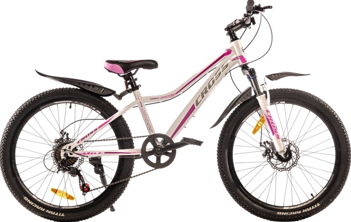 Фотография Велосипед Cross SMILE 24" размер XXS  рама 12 2022 Бело-розовый