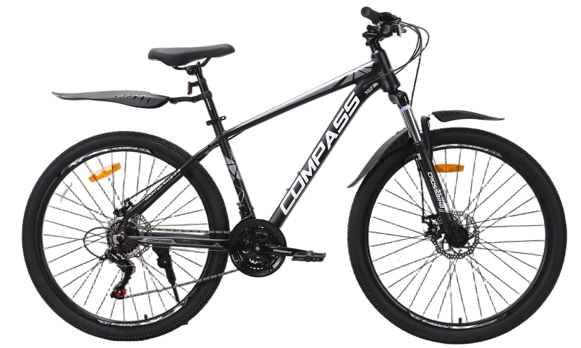 Велосипед CrossBike COMPASS 27.5", размер M, рама 17", год 2026, Черный-Серый 