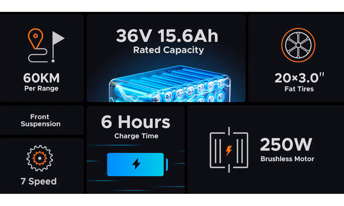 Електровелосипед Engwe C20 Pro (250 Вт, 16 А/рік, 36 В), 20", чорний 3