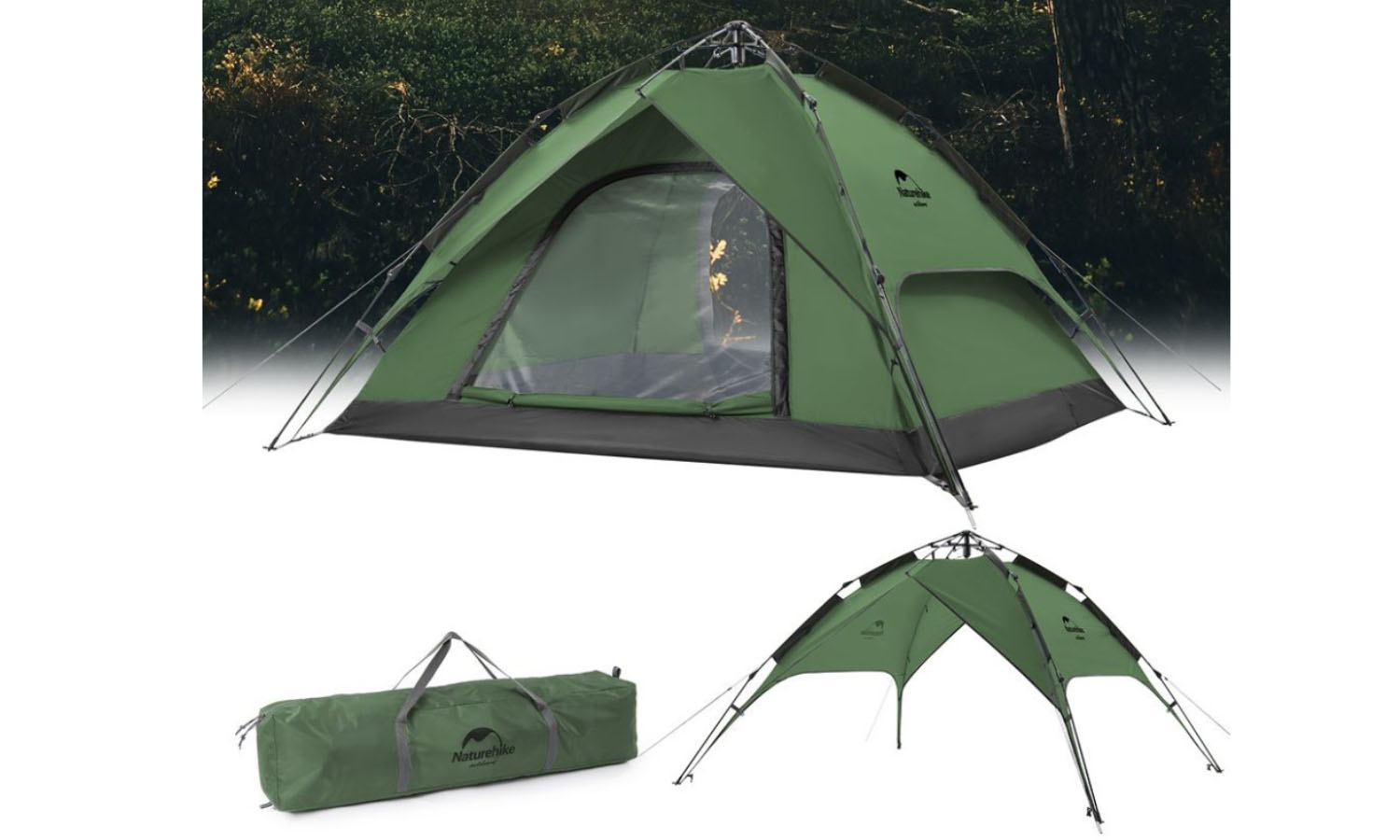 Намет чотиримісний автоматичний Naturehike Automatic IV (NH21ZP008) темно-зелений 2