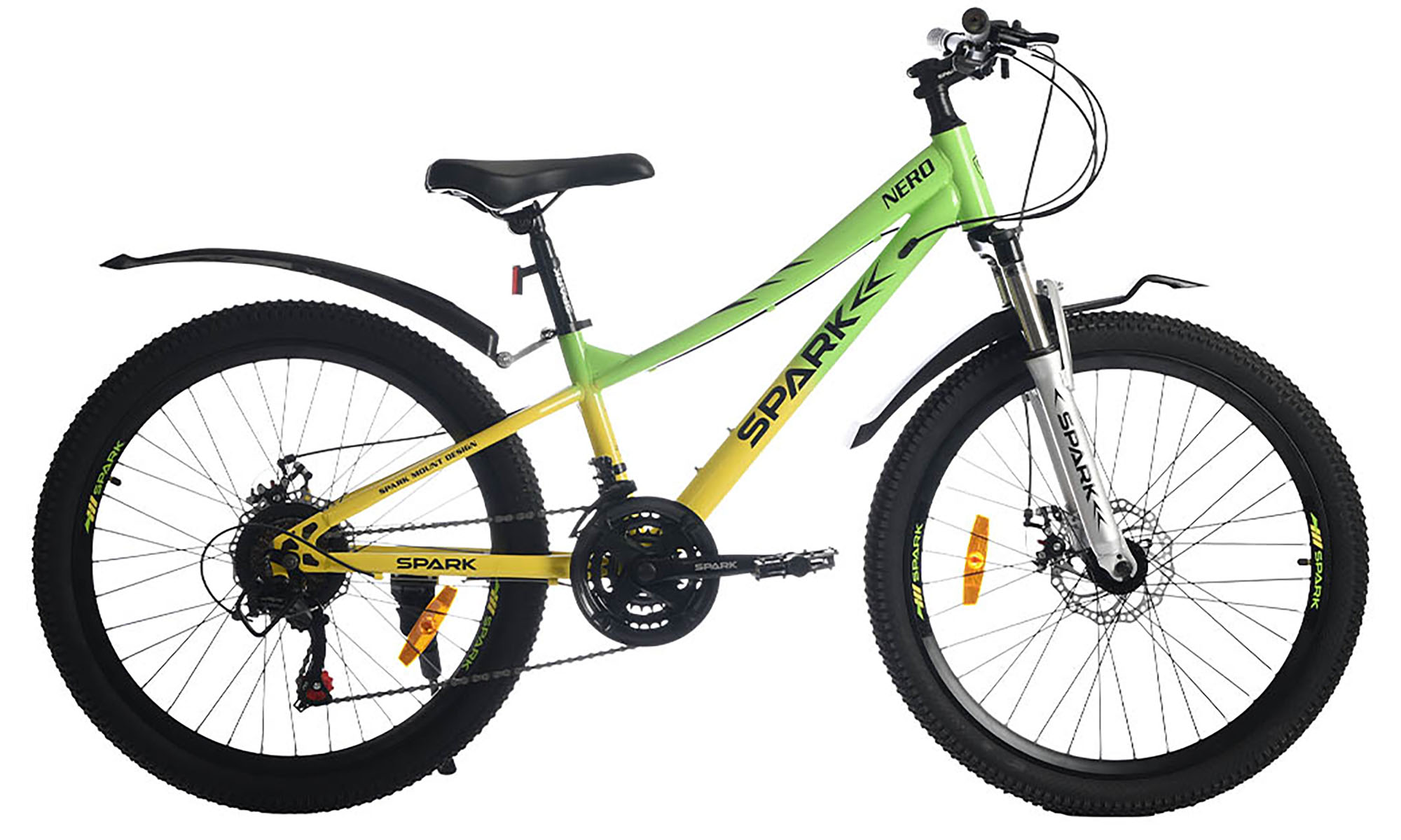 Велосипед SPARK NERO 24", размер XXS, рама 12", год 2026, салатовый с желтым 