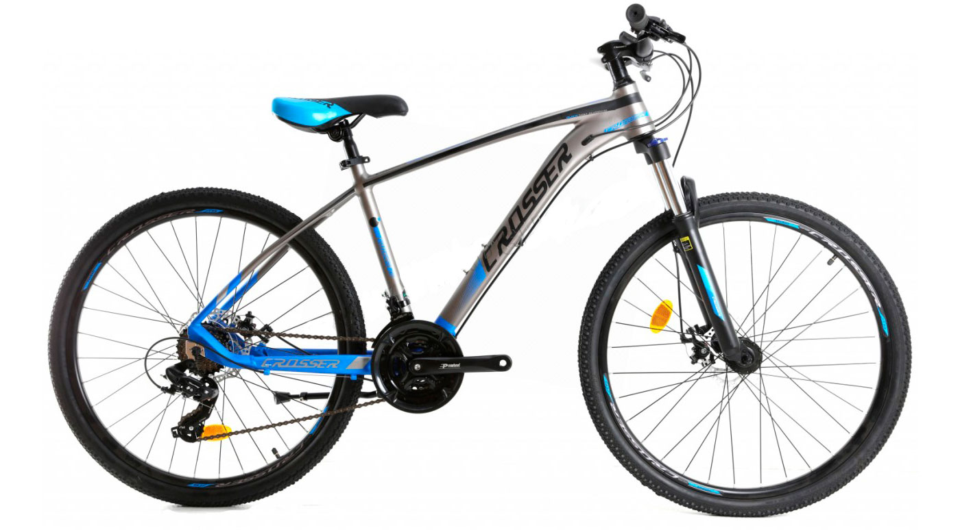 Фотографія Велосипед Crosser Quick 3x8 29" розмір XL рама 21 2021 Сіро-синій