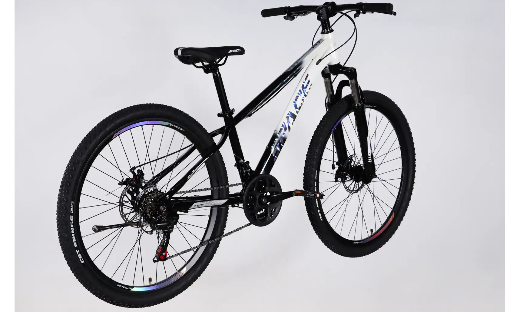 Велосипед SPACE MARS DD FR 26", размер XS, рама-13", год 2026, черный  с белым 2