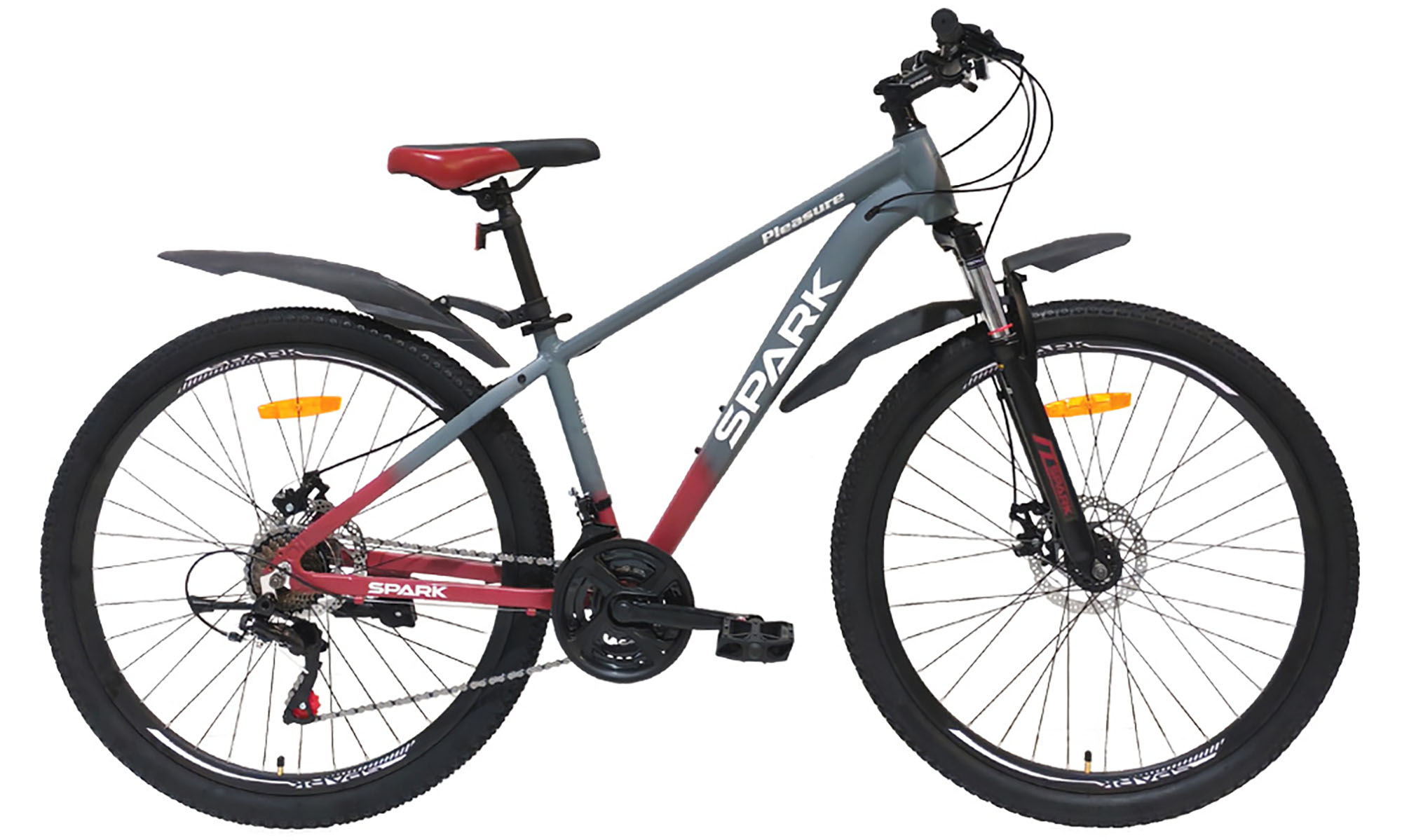Велосипед SPARK PLEASURE 27,5", размер S, рама 15", 2025, серый с темно-красным 