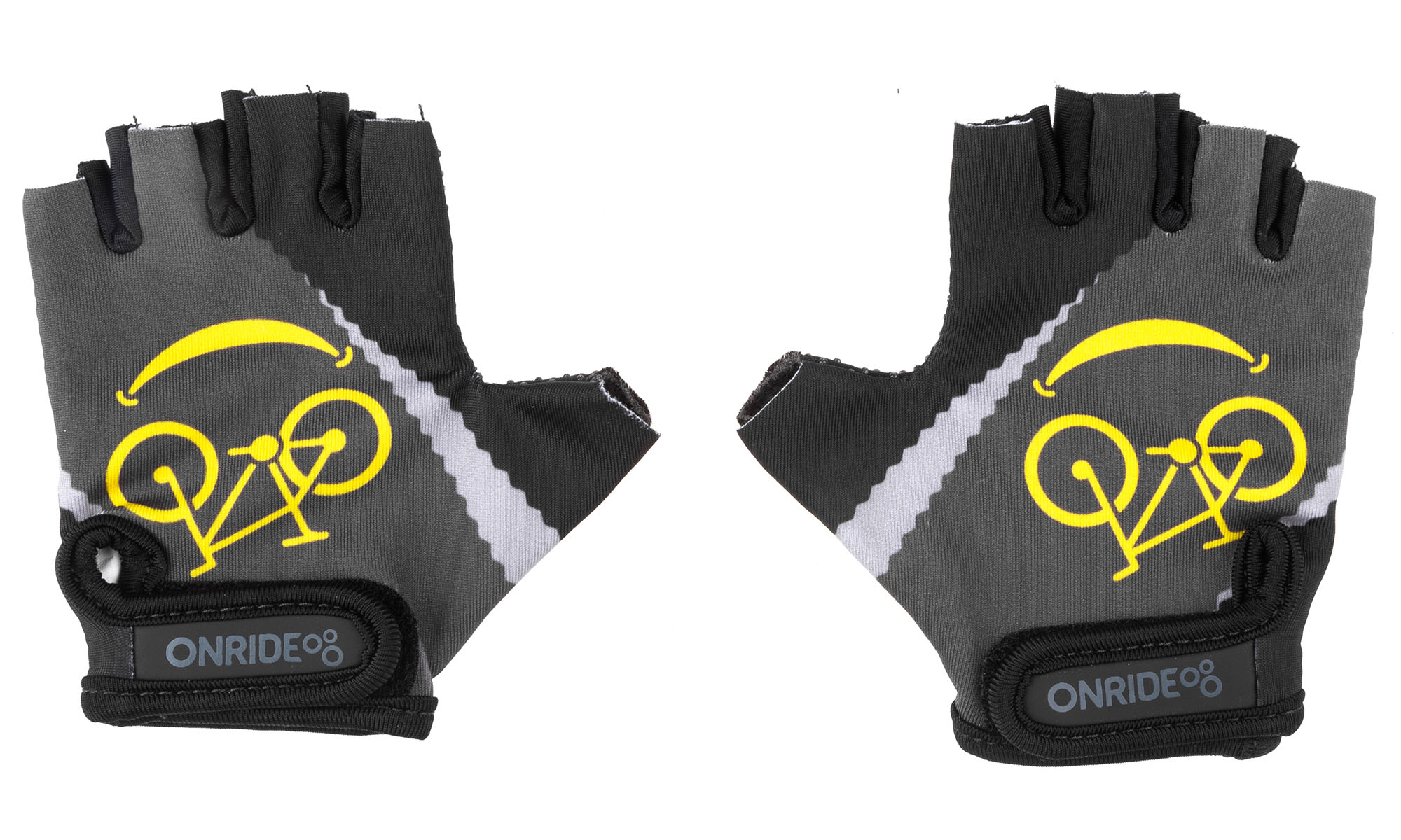 Перчатки детские ONRIDE Gem Велоулыбка, цвет серый/желтый, размер 12Y Перчатки детские ONRIDE Gem Велоулыбка, цвет серый/желтый, размер 12Y
