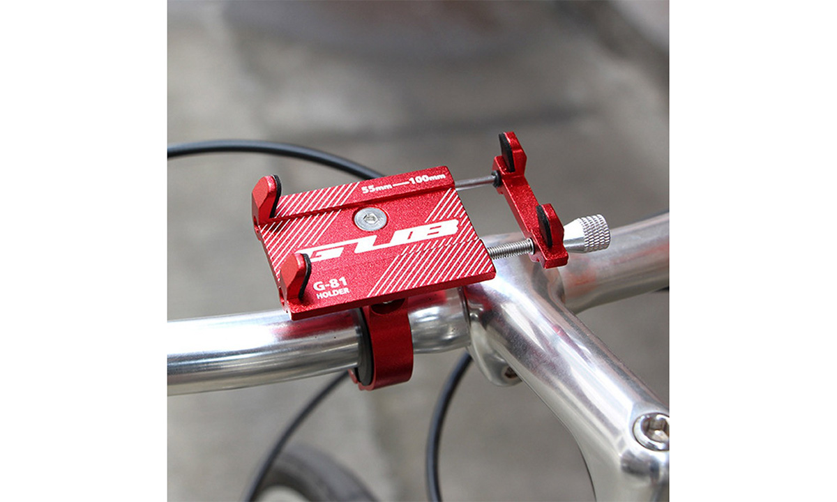 Тримач для смартфона 3,5-6,2", з алюмінієвим кріпленням на кермо/винос GUB G-86 червоний 4