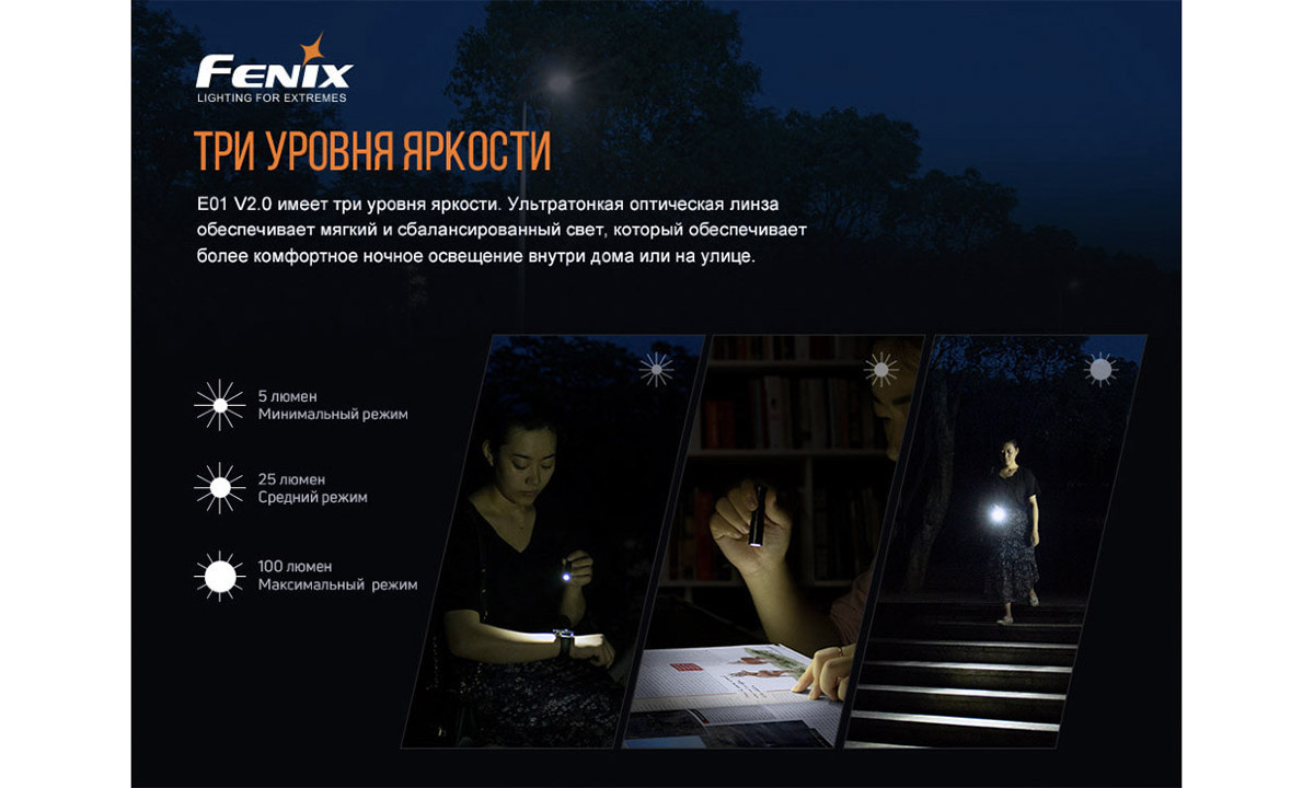 Фонарь ручной Fenix E01 V2.0 синий 2