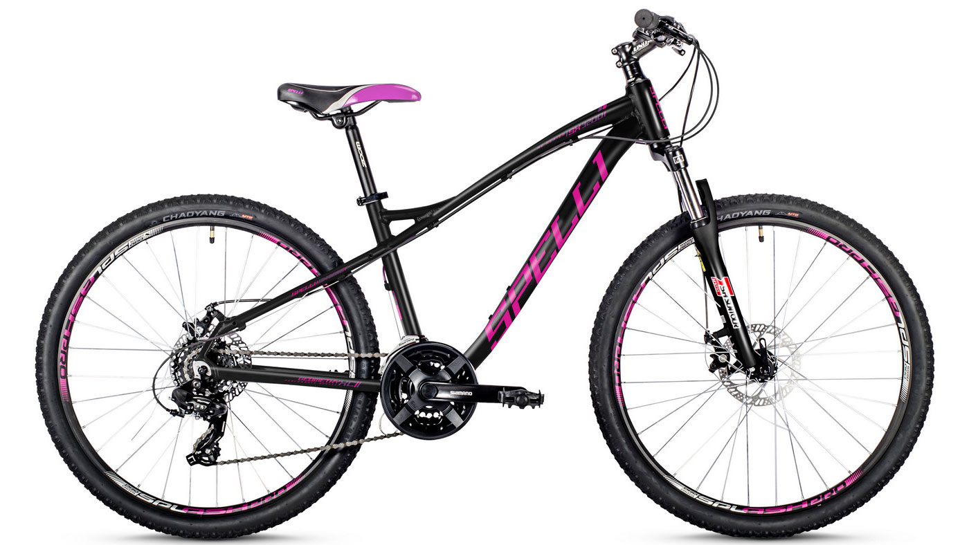 Фотография Велосипед Spelli SX-3200 LADY 26" размер S рама 15" 2024 Черно-фиолетовый