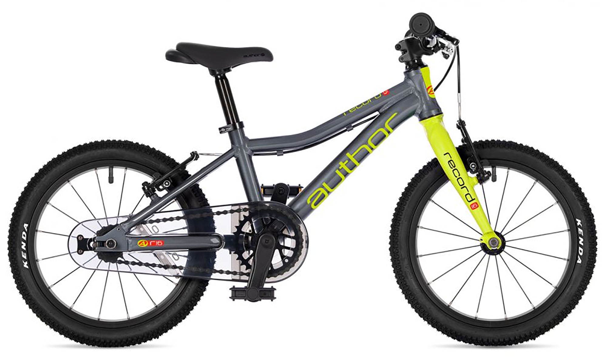 Велосипед AUTHOR RECORD 16", размер XXS, рама 9", год 2026, темно-серый / лимонный 