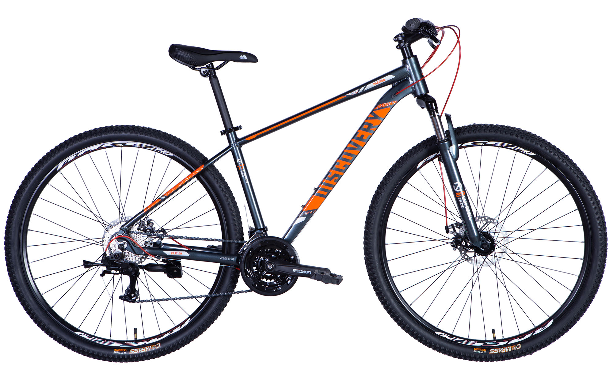Фотография Велосипед Discovery BASTION DD CS 29", размер XL, рама 21" 2025, серо-оранжевый 