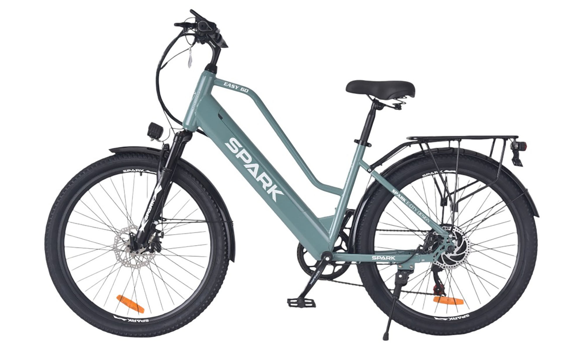 Велосипед с электромотором SPARK E-CITY EASY GO 26", размер M, рама 17", 48V/500W/12,5Ah, год 2026, серо-оливковый 6