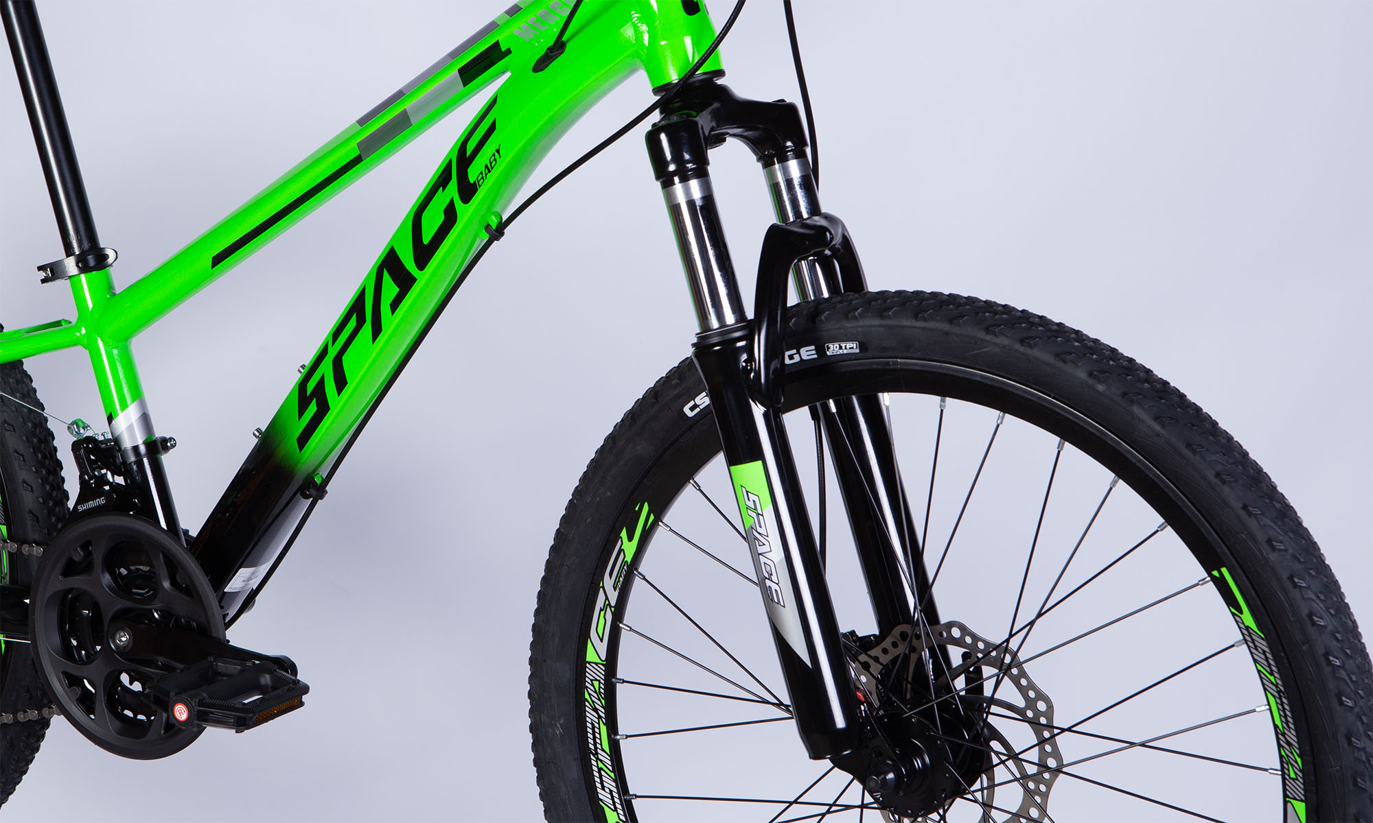 Велосипед SPACE MERCURY DD FR, 24", размер XXS, рама-11", год 2026, зелено-черный 4