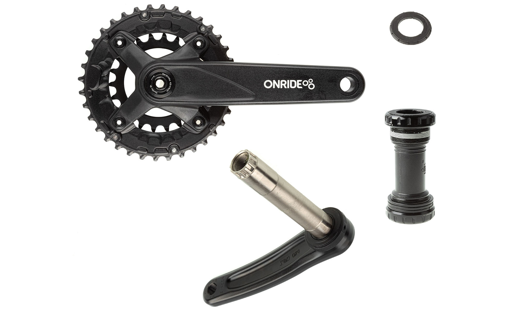 Шатуны ONRIDE Duet Pro 1120, Hollowtech, 170 мм, 22-36Т, BCD 104/64, 11/10/9 ск., с кареткой, черный 