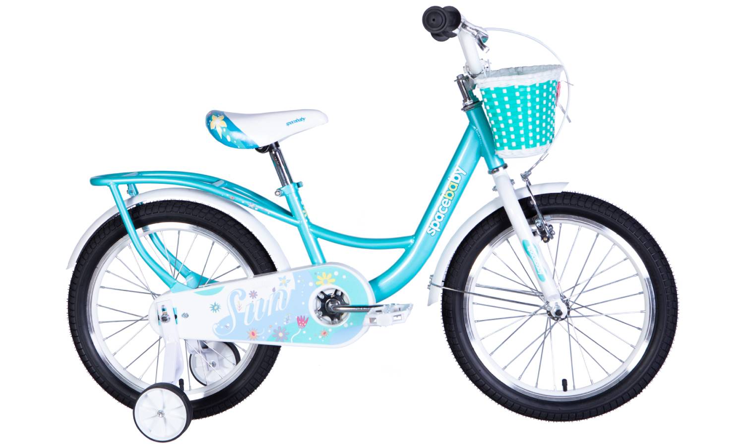 Фотографія Велосипед SPACE KID SUN BH 18" рама 10" 2024 Бірюзовий з кошиком Фотографія Велосипед SPACE KID SUN BH 18" рама 10" 2024 Бірюзовий з кошиком