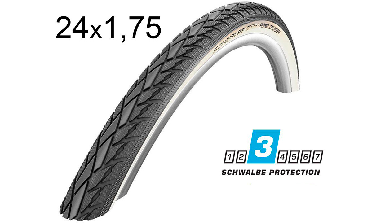 Фотография Покрышка Schwalbe 24x1.75 (47-507) ROAD CRUISER HS377 KevlarGuard B/W SBC 50EPI black