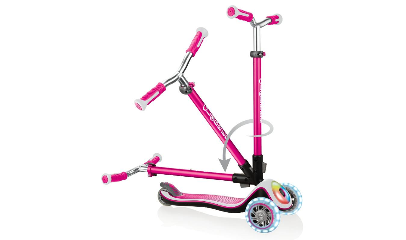 Самокат GLOBBER ELITE PRIME розовый, колёса с подсветкой, 3+ 3