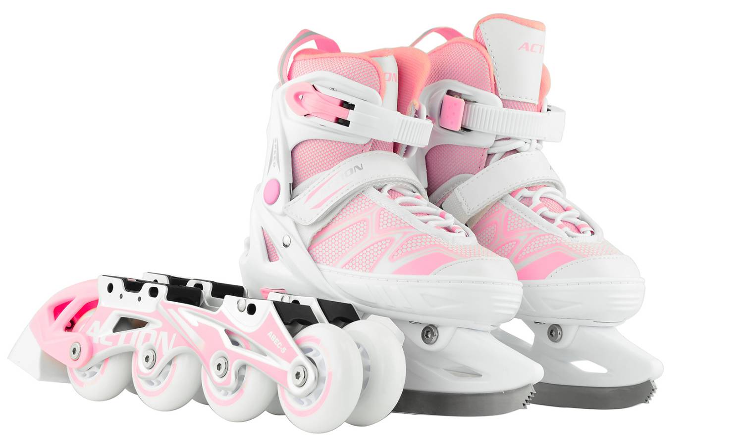 Роликовые коньки Action 2 в 1 Riply размер 37-40 Pink 9