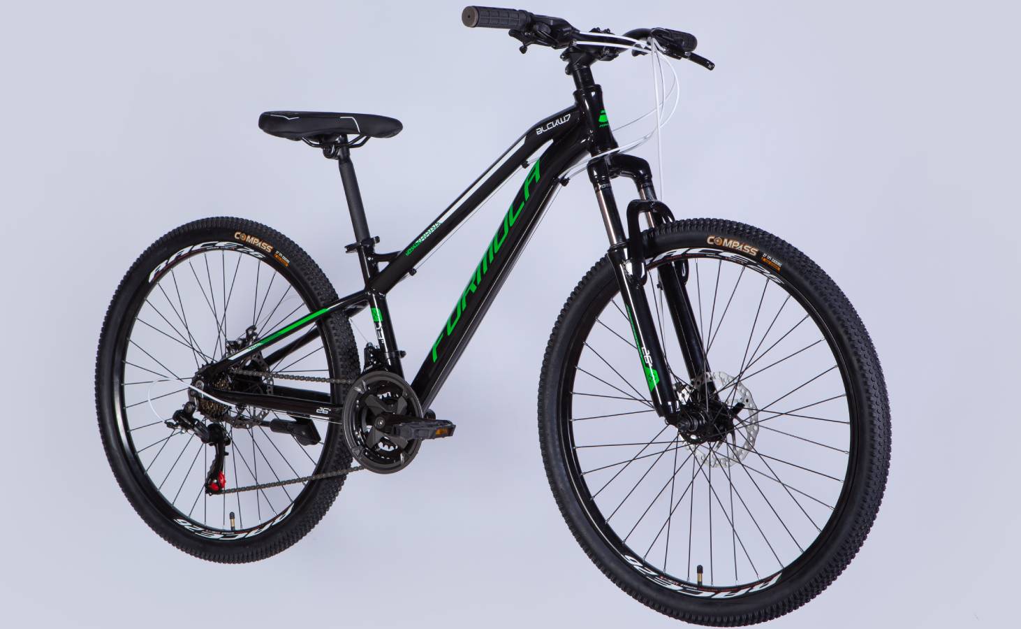 Велосипед Formula BLACKWOOD DD 26" размер XS рама 13" 2025 черно-зеленый 2