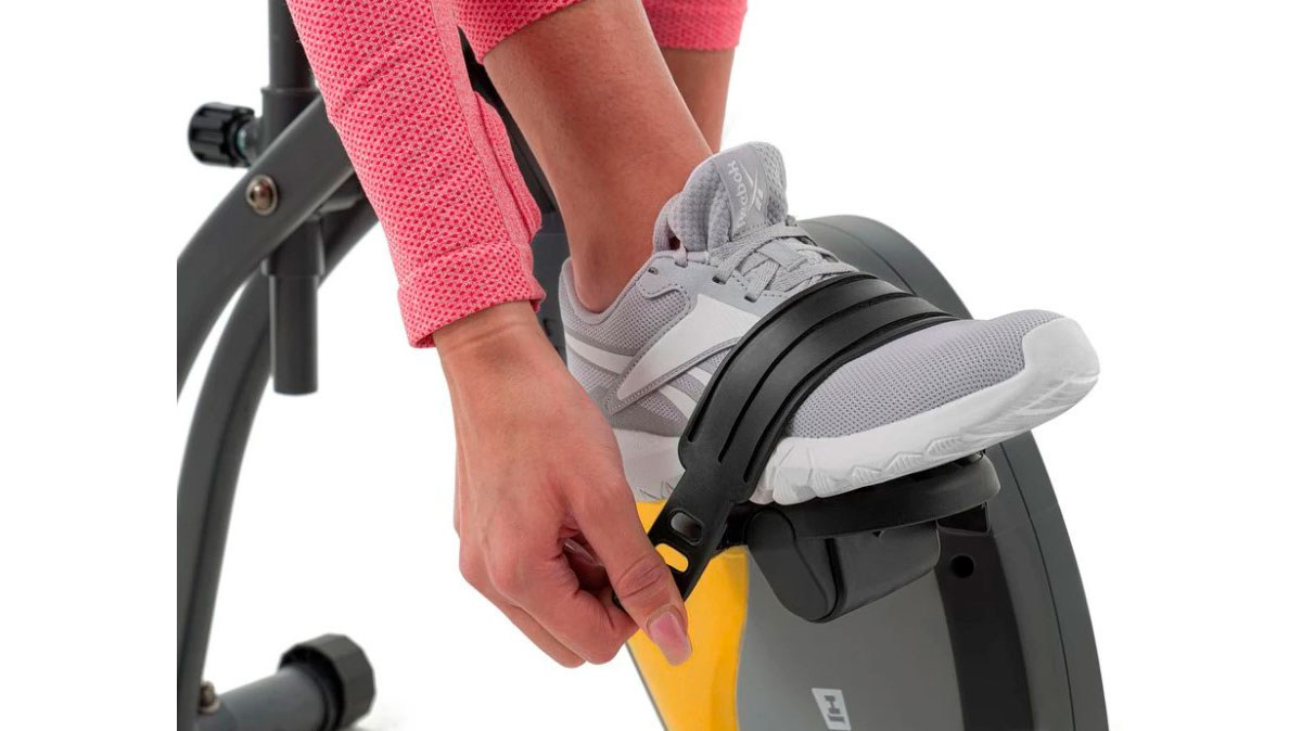 Велотренажер Hop-Sport HS-3010X Grix X-Bike з еспандерами магнітний сіро-жовтий 4
