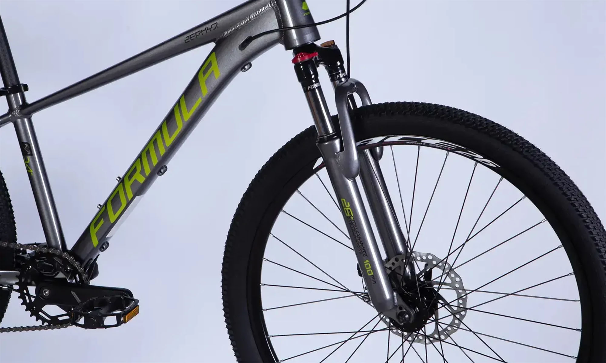 Велосипед Formula ZEPHYR 3.0 DD CS, 26", размер XS, рама 14", год 2026, серый с зеленым 3