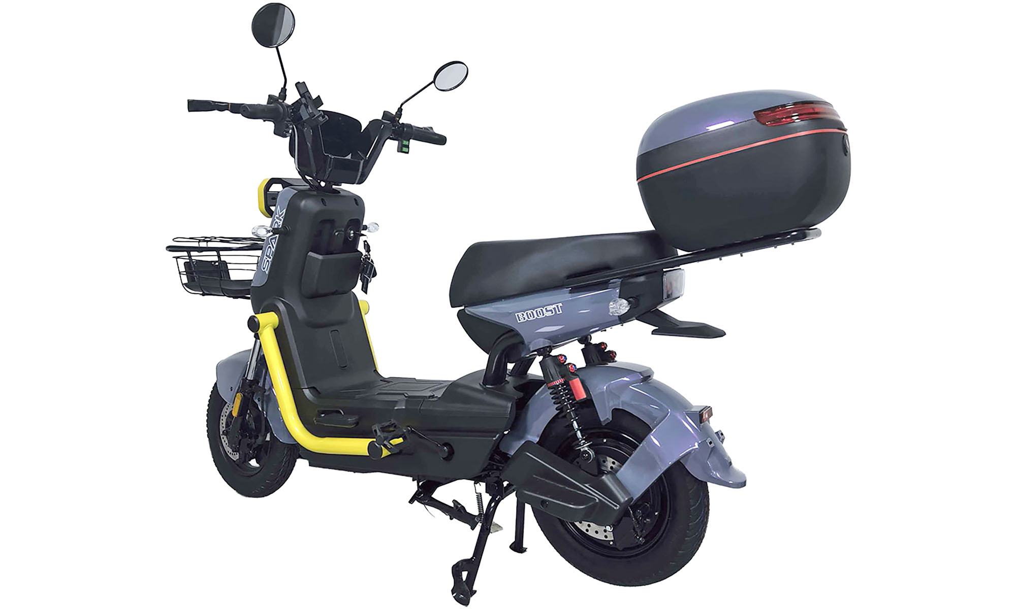 Велосипед з електромотором SPARK BOOST 14", розмір універсальний, рік 2026, 72V/1200W/25Ah, сірий  з жовтим 3