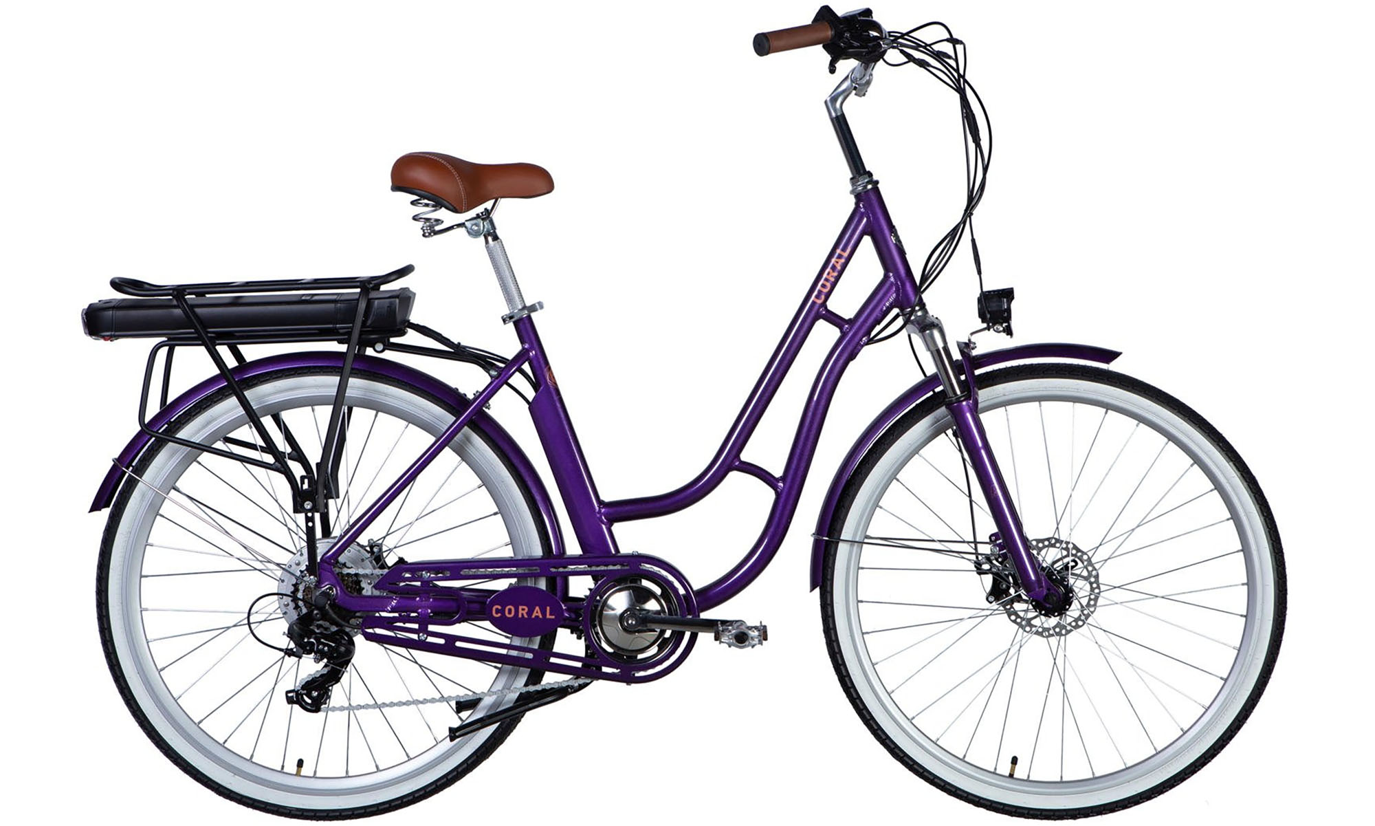 Велосипед с электроприводом Dorozhnik eCORAL DD FR 28", размер L, рама-19", 48B, 13А*ч, 500Вт, год 2026, фиолетово-синий