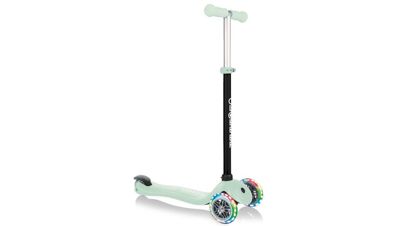 Фотография Самокат GLOBBER GO UP SPORTY со светящимися колёсами, пастельный зелёный, 1+ 4