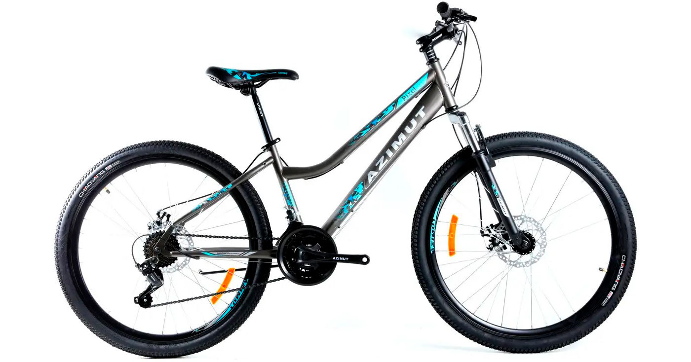 Фотография Велосипед Azimut Pixel GD 26" размер XS рама 12 Серо-бирюзовый 