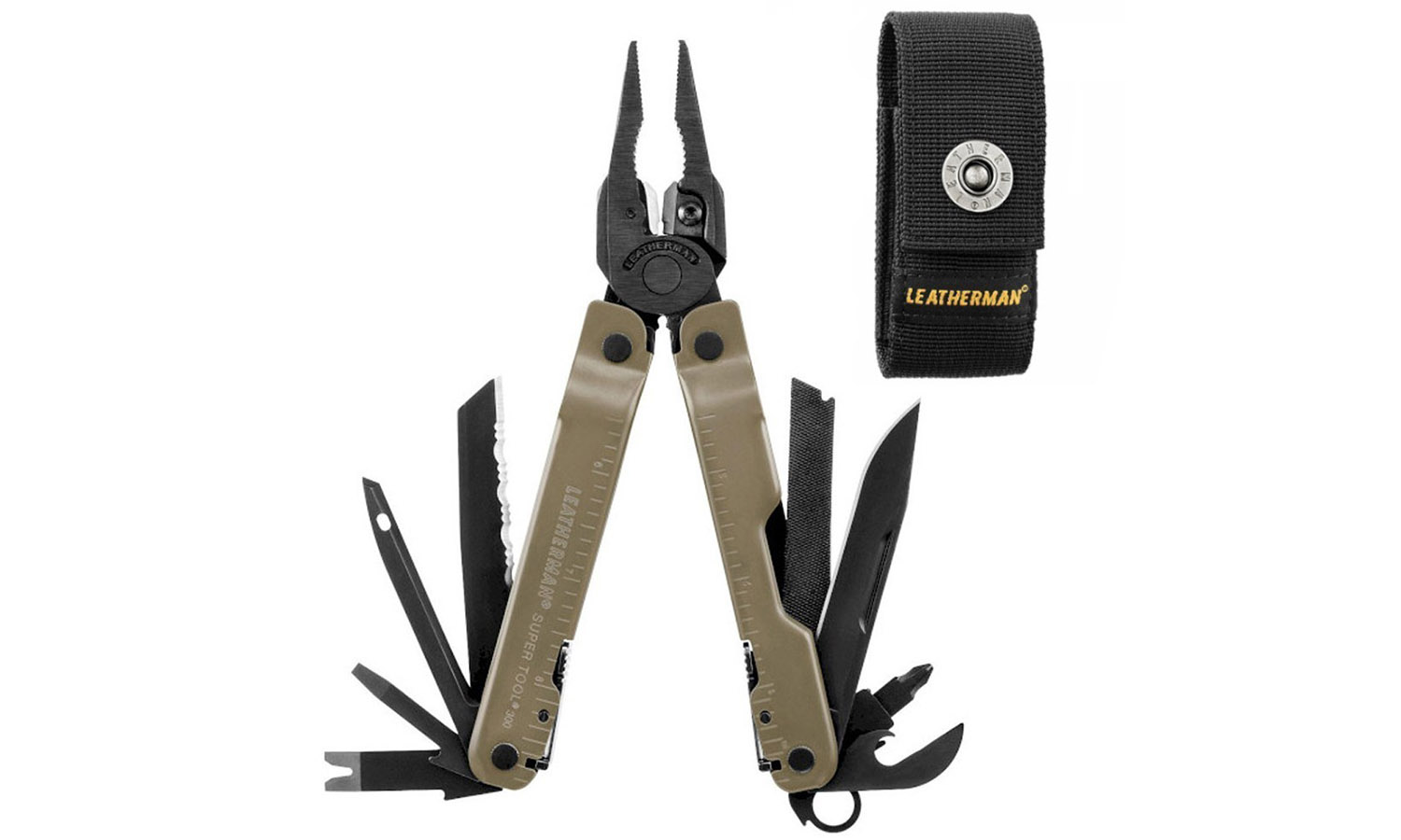 Фотографія Мультинструмент LEATHERMAN Super Tool 300M BLACK/COYOTE, чохол MOLLE (чорн), картонна коробка