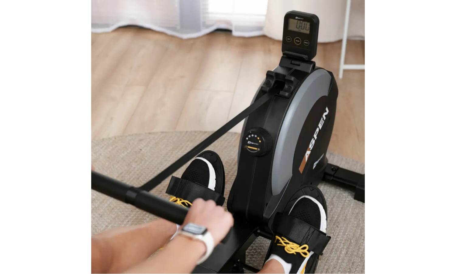Гребний тренажер Hop-Sport HS-080R Aspen магнітний черно-золотий 10