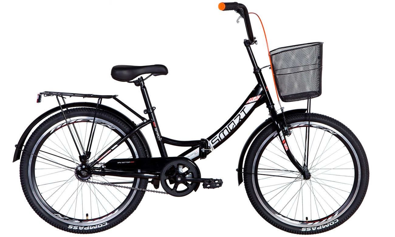 Фотография Велосипед Formula SMART Vbr с корзиной 24" (2021) 2021 Черно-оранжевый