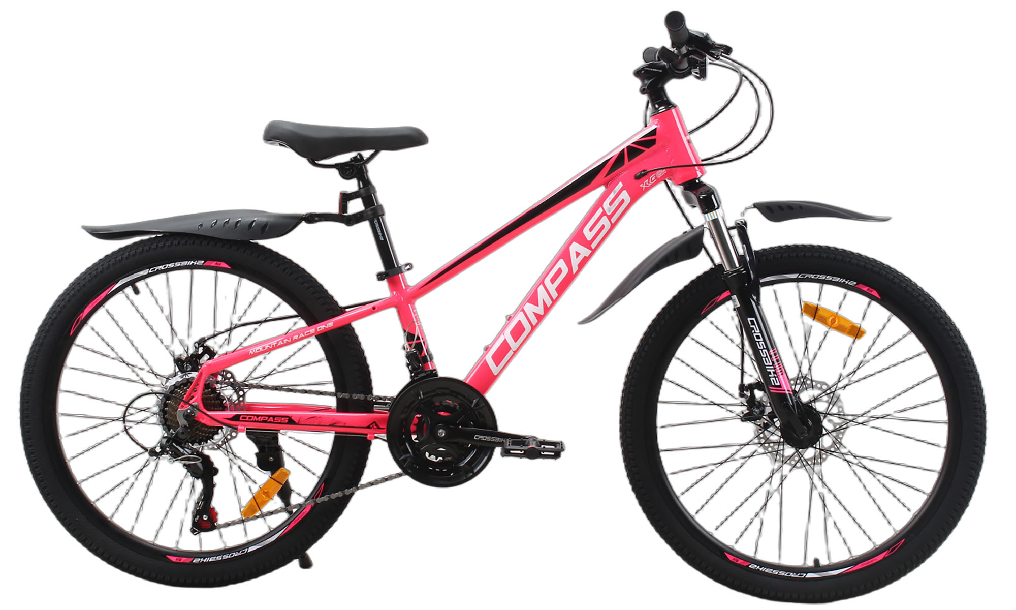 Велосипед CrossBike COMPASS 24", размер XXS, рама 11", год 2026, Розовый-Чёрный 
