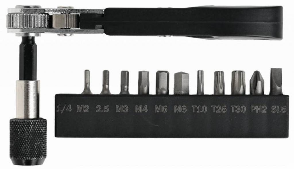 Ключ трещітка ProX KIT-17, 110мм з бітами 4