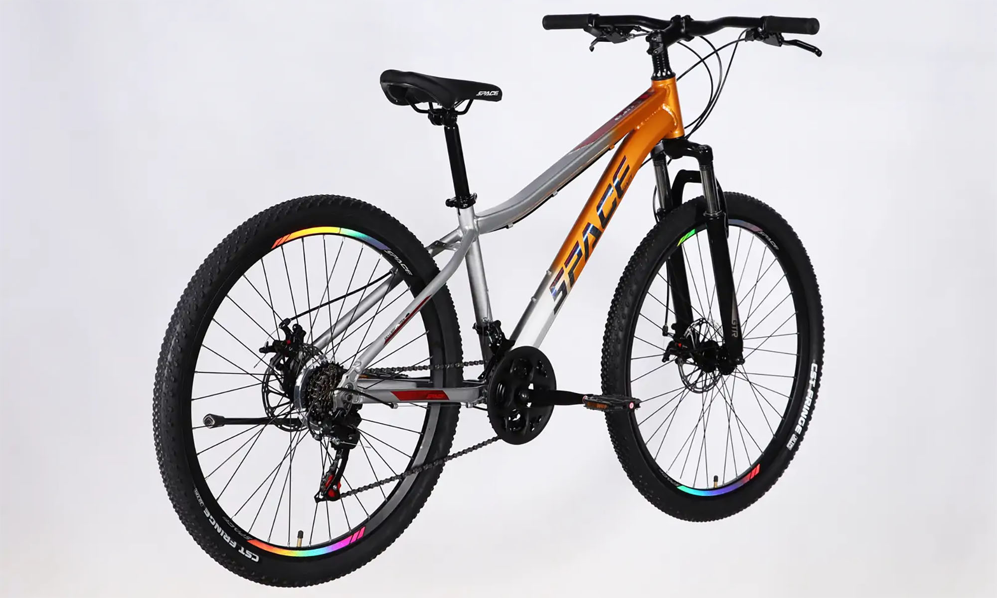 Велосипед SPACE LYRA DD FR, 27.5", размер S, рама 15", год 2026, оранжево-серебристый 3