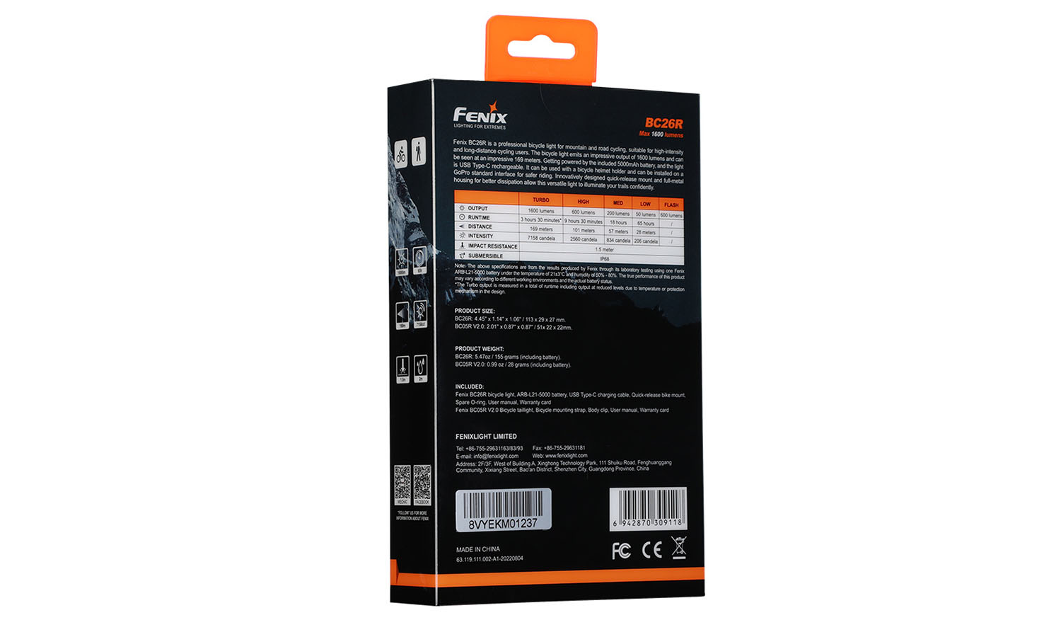 Комплект велофара Fenix BC26R+BC05RV20 3