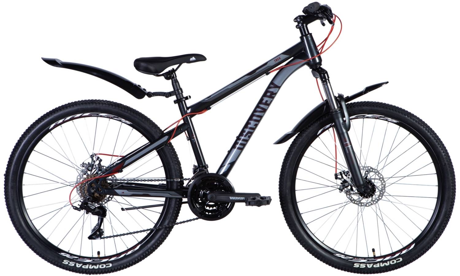Фотография Велосипед Discovery TREK AM DD 26" размер S рама 15 2024 Серо-черный