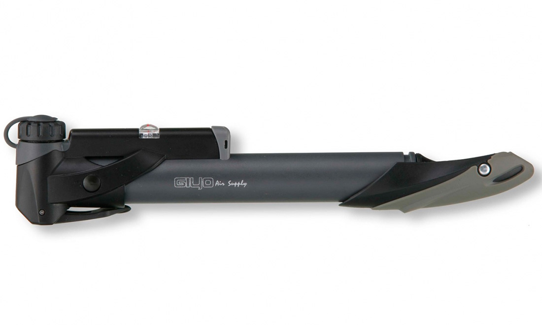 Фотография Насос мини GIYO GP-961, с манометром, AV/FV (100psi) Т-ручка, серый