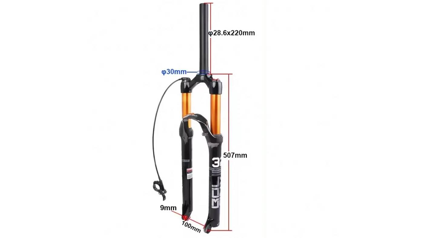 Вилка 26" Bolany Disc прямой шток, AIR, оранж 2