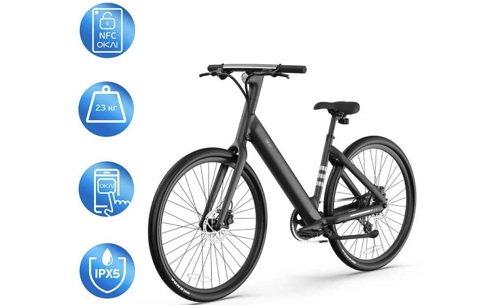 Электровелосипед OKAI EB60 28", 350(550)W, 9,6Ah, NFC, App, черный