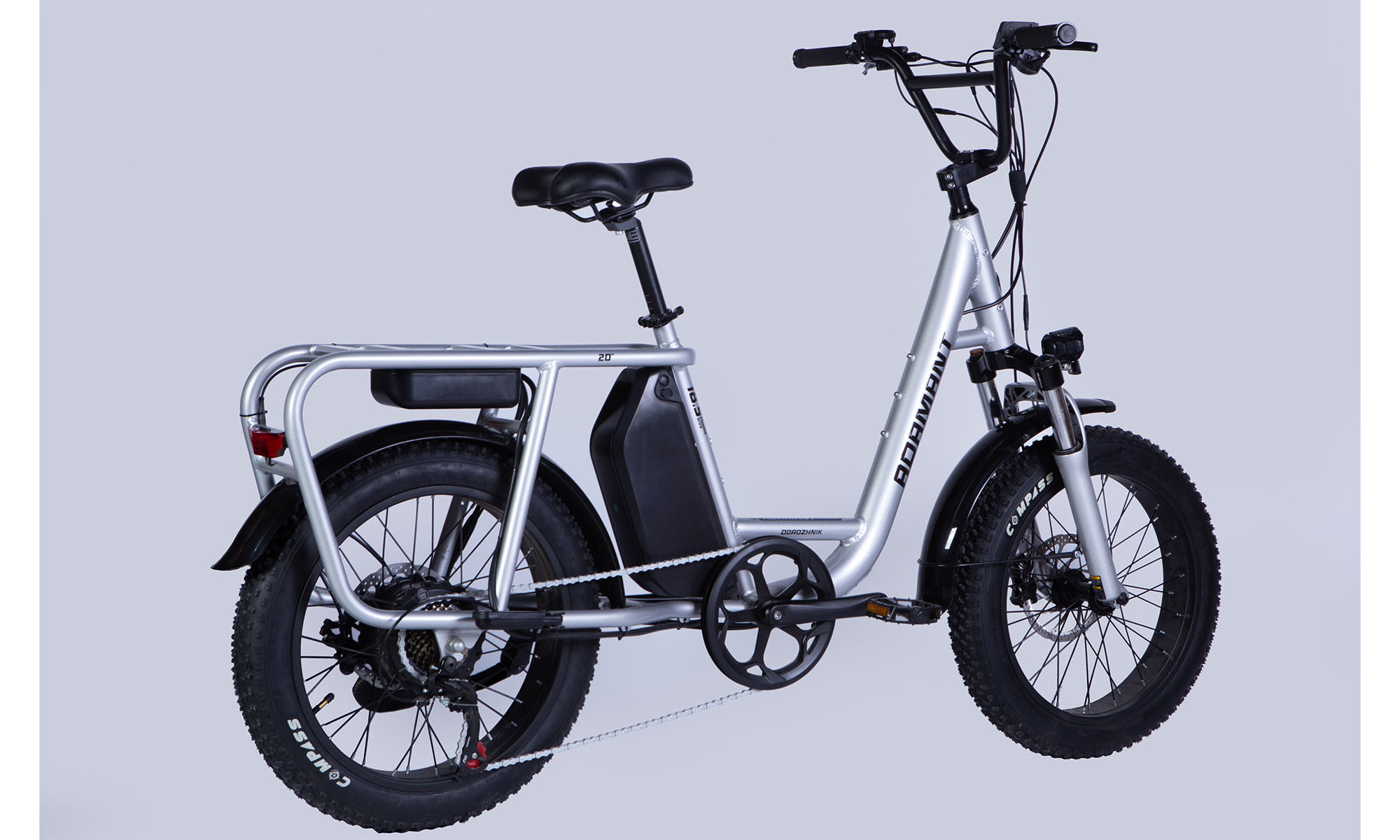 Велосипед с электроприводом Dorozhnik eADAMANT HDD 20", размер M, рама-18,5", 48B, 17.5А*ч, 750Вт, год 2025, серебристый 4