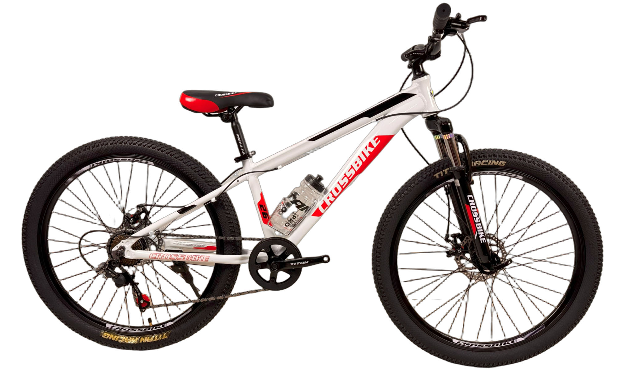 Велосипед Crossbike Dragster Susp 26", розмір XS, рама 13", рік 2025, Білий-Червоний 