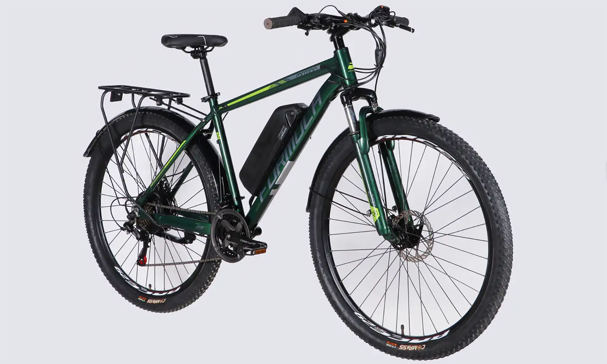 Велосипед с электроприводом Formula eMOTION PLUS DD FR 29", размер L, рама-19", 48B, 15А*ч, 500Вт, год 2026, зелено-серый (матовый) 3