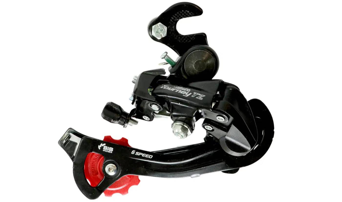 Перемикач задній SHIMANO RD-TZ500В, 7-швидкостей, максимум 28T, під гак, середня лапка, чорний