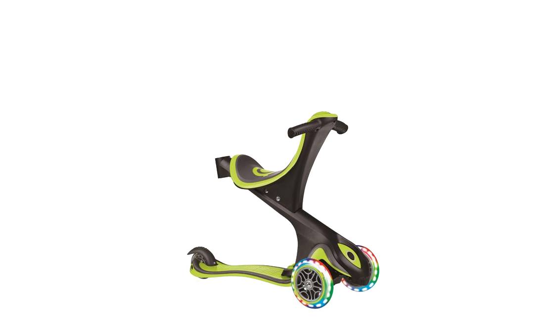 Самокат GLOBBER EVO COMFORT LIGHTS 5 в 1 зеленый со светящимися колесами, 1+ 5