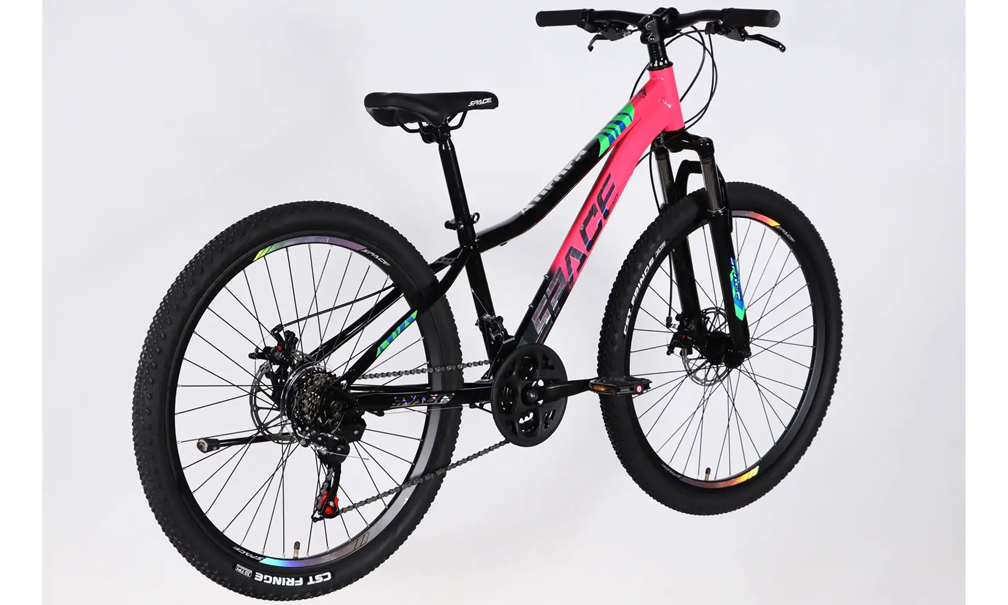 Велосипед SPACE AURORA DD FR 26", розмір XS, рама-13", рік 2026, рожево-чорний 4 Велосипед SPACE AURORA DD FR 26", розмір XS, рама-13", рік 2026, рожево-чорний 4