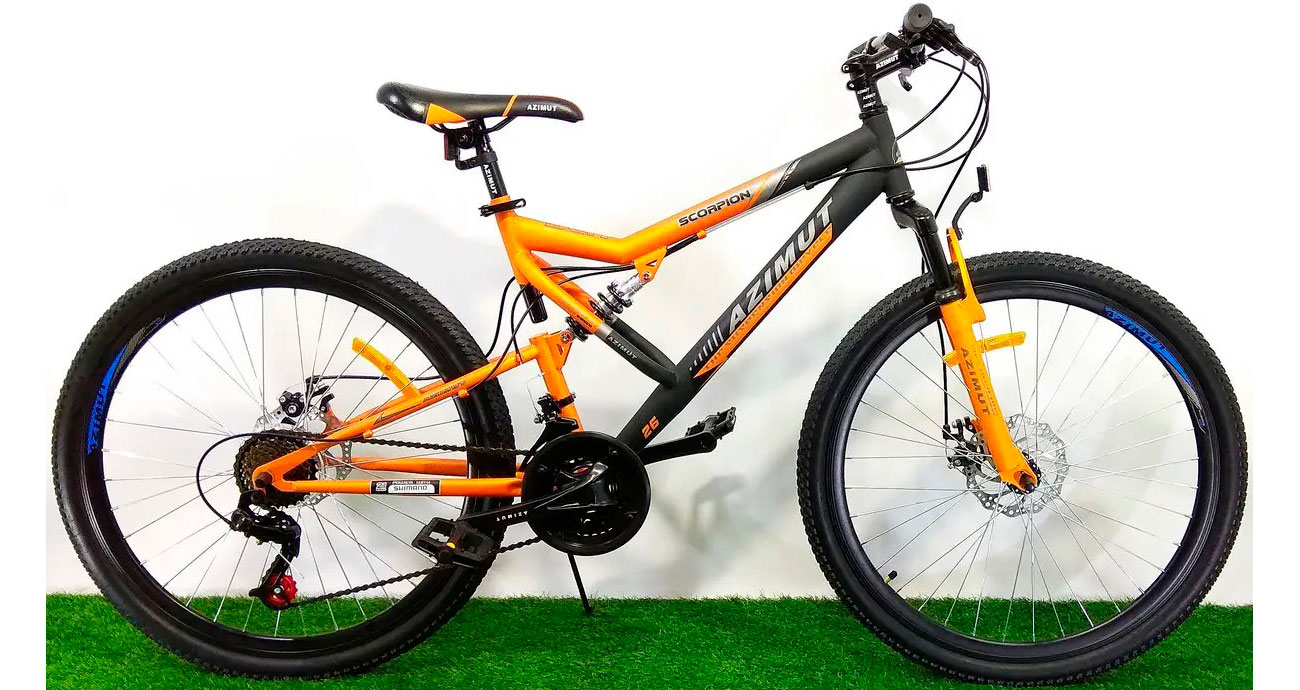 Фотографія Велосипед Azimut Scorpion GD 26" розмір М рама 17 Чорно-жовтогарячий