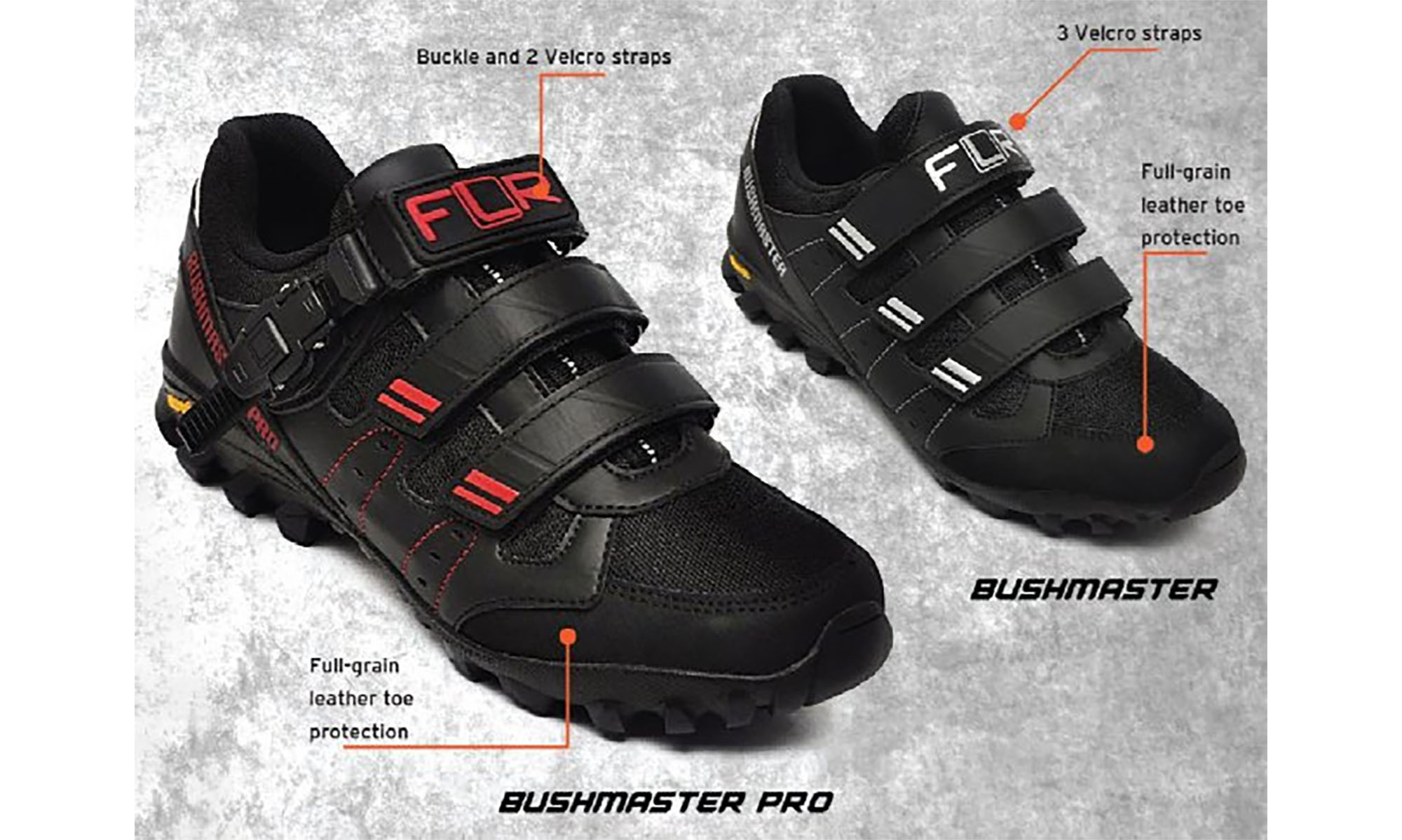 Велосипедные туфли МТБ FLR Bushmaster Pro черные/серебристые, размер 38 5