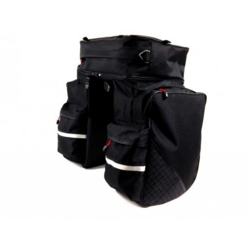 Велосумка на багажник Spencer Triple Bag 3-х секционная 49л, Черная 2 Велосумка на багажник Spencer Triple Bag 3-х секционная 49л, Черная 2